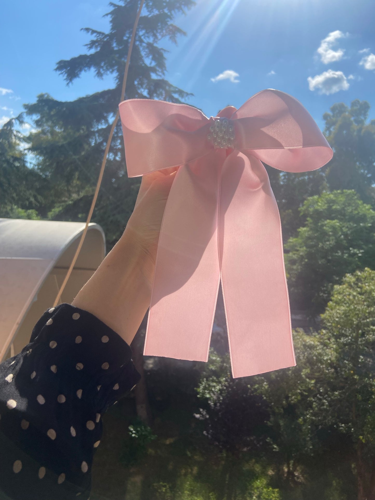 Pink studded bow